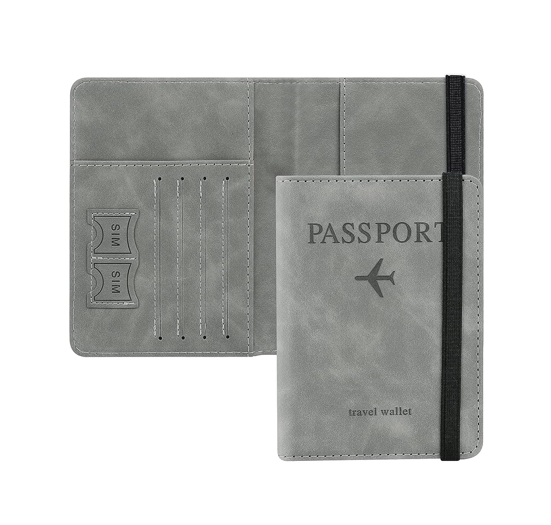 Stealodeal RFID Protector Grey Passport Holder Travel Wallet Organiser, Passport Case with PU Leather Travel Document Holder for Men & Women Travel Accessories