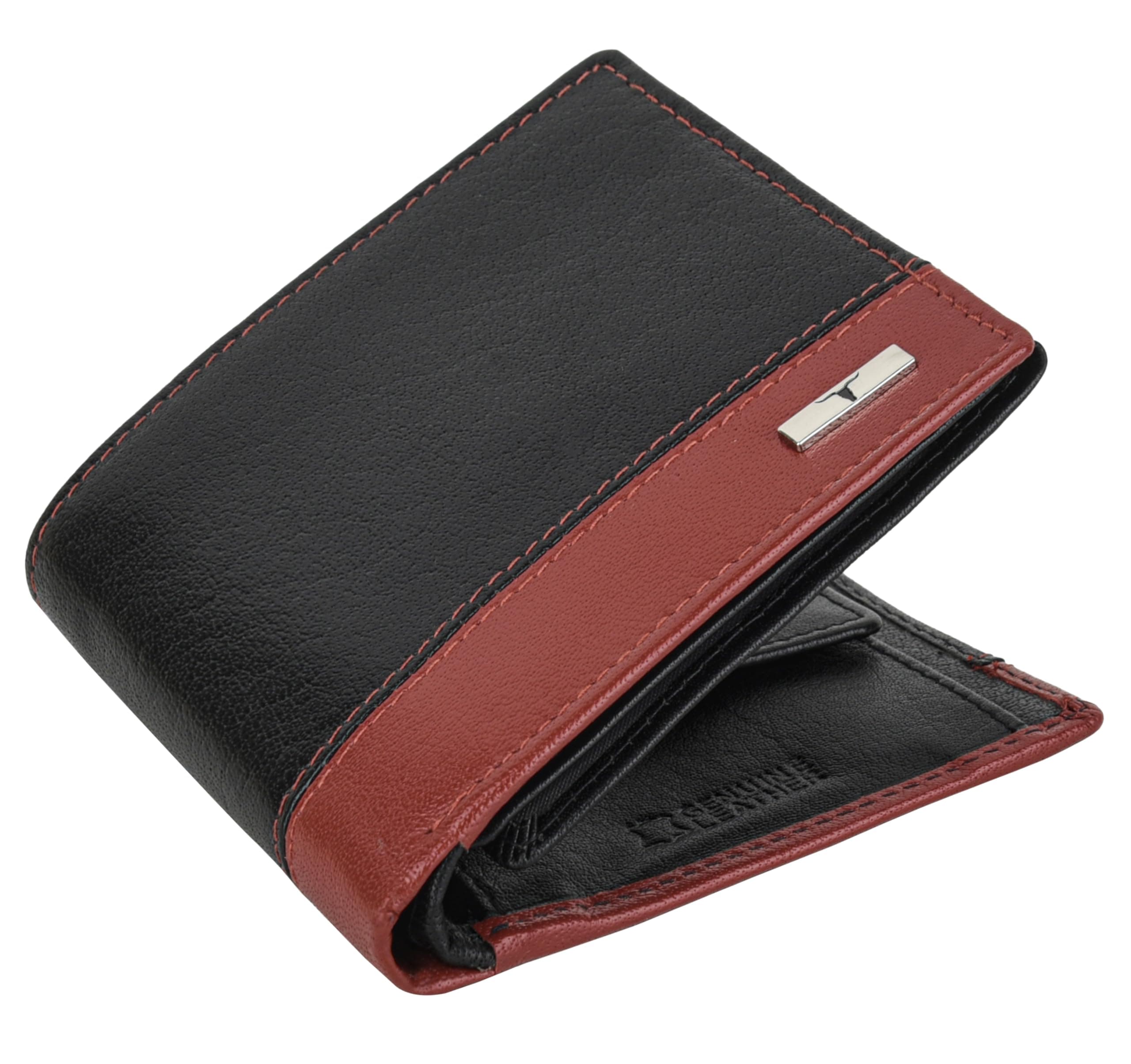 URBAN FOREST Seattle Black/Red Leather Wallet for Men