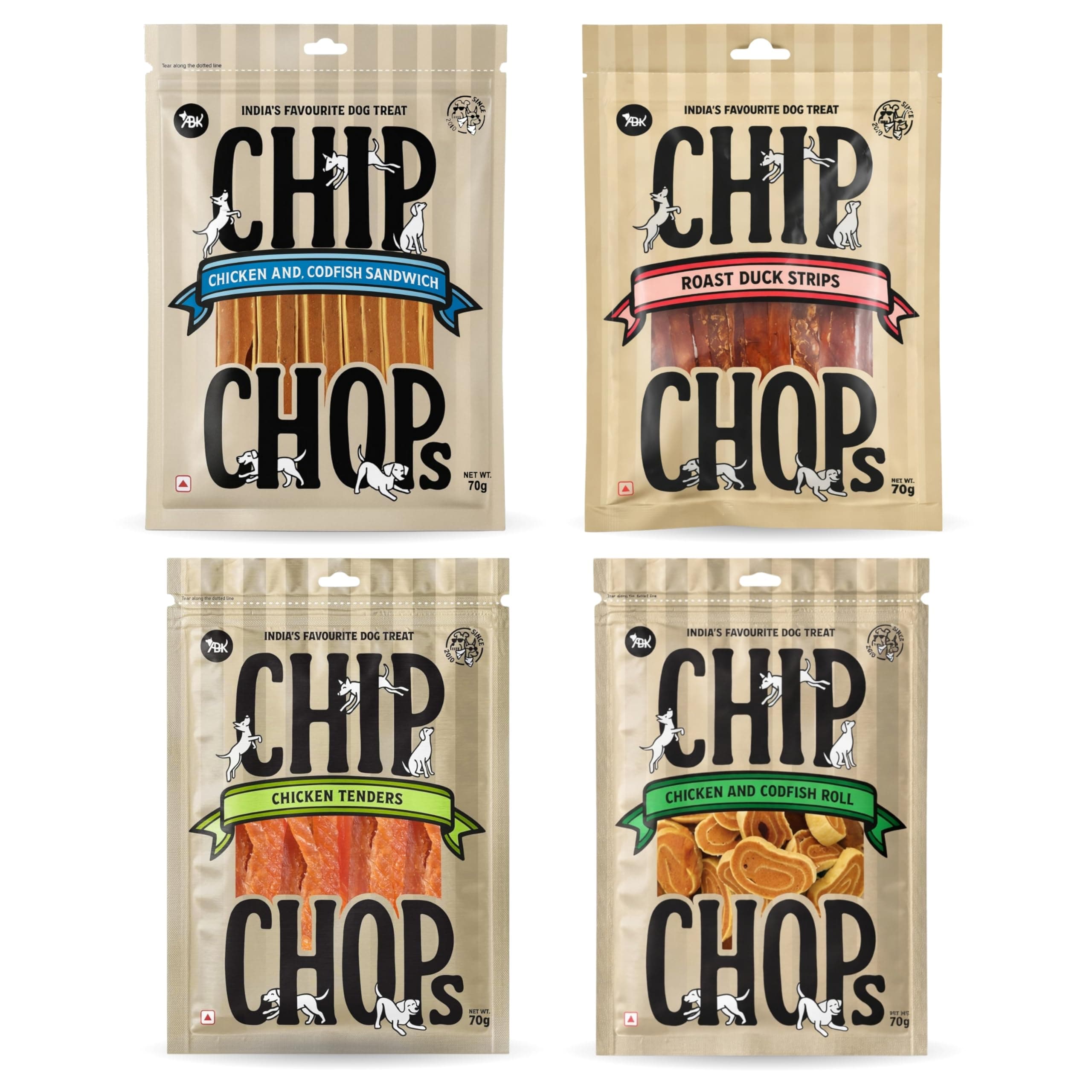 Foodie Puppies Chip Chop Sandwich,Tender, Duck and Cod Chicken Roll for Dogs - 4 Pcs, with Highly Nutrition and Healthy for All Life Stages Dogs (Combo of 4)
