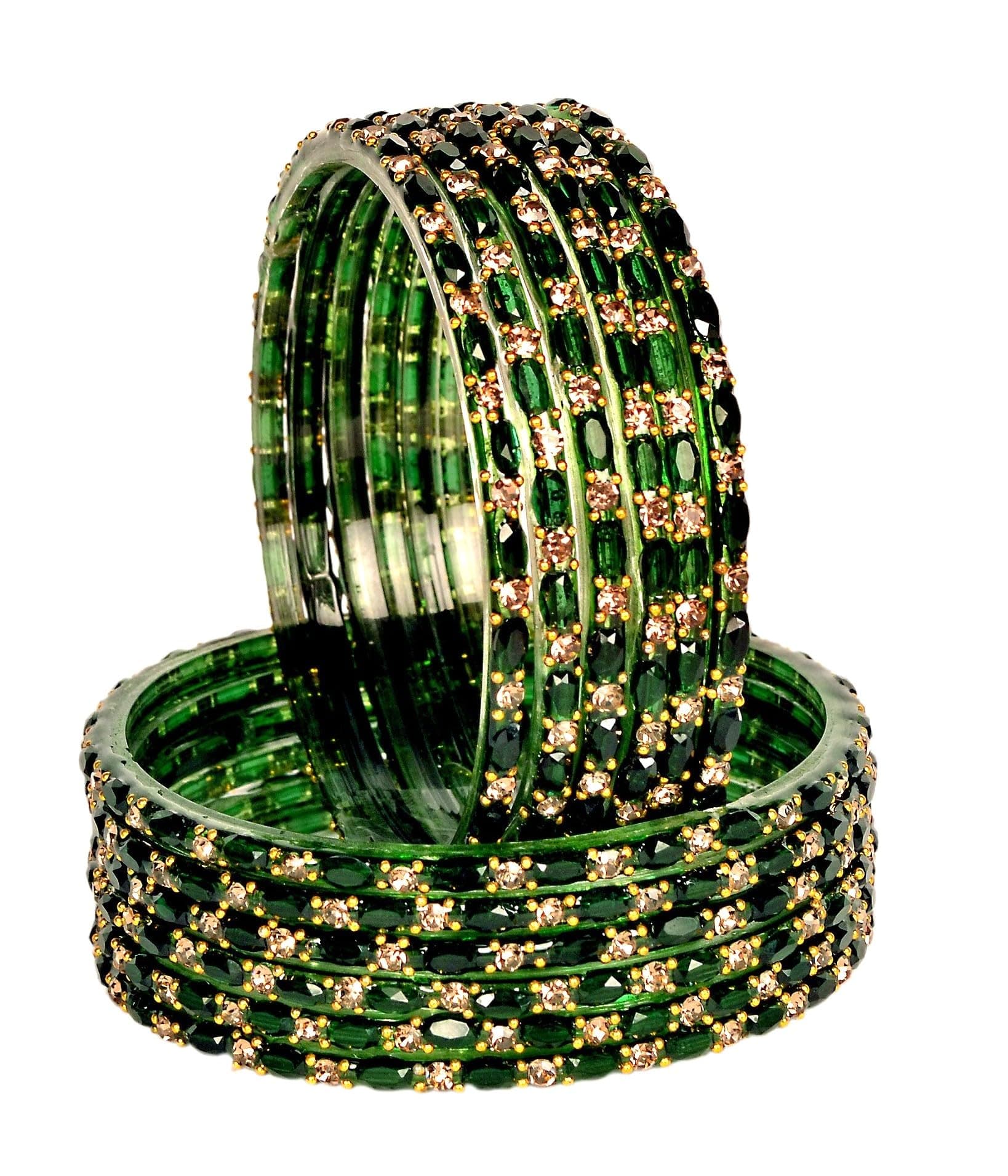 Swara Creations Glass Bangles set for Women | Zirconwork Golden Raindrops Bangles Collection | Ethnic, Festive & Special Occassions(12Pcs)(SKU287)