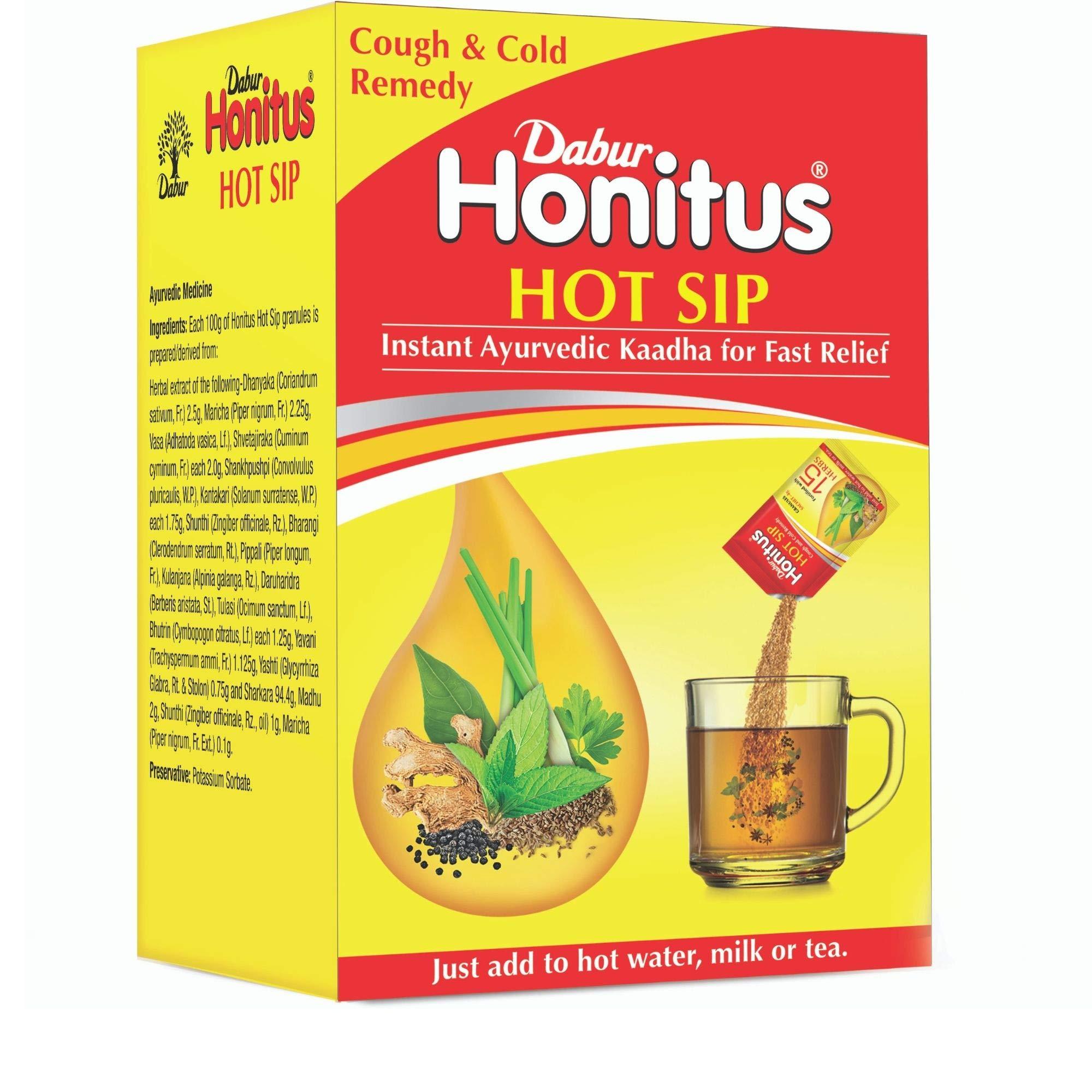 Dabur Honitus Hot Sip: 100% Ayurvedic Kadha | Provides Instant Relief from Cough and Cold (4gm*Pack of 30 Sachets)
