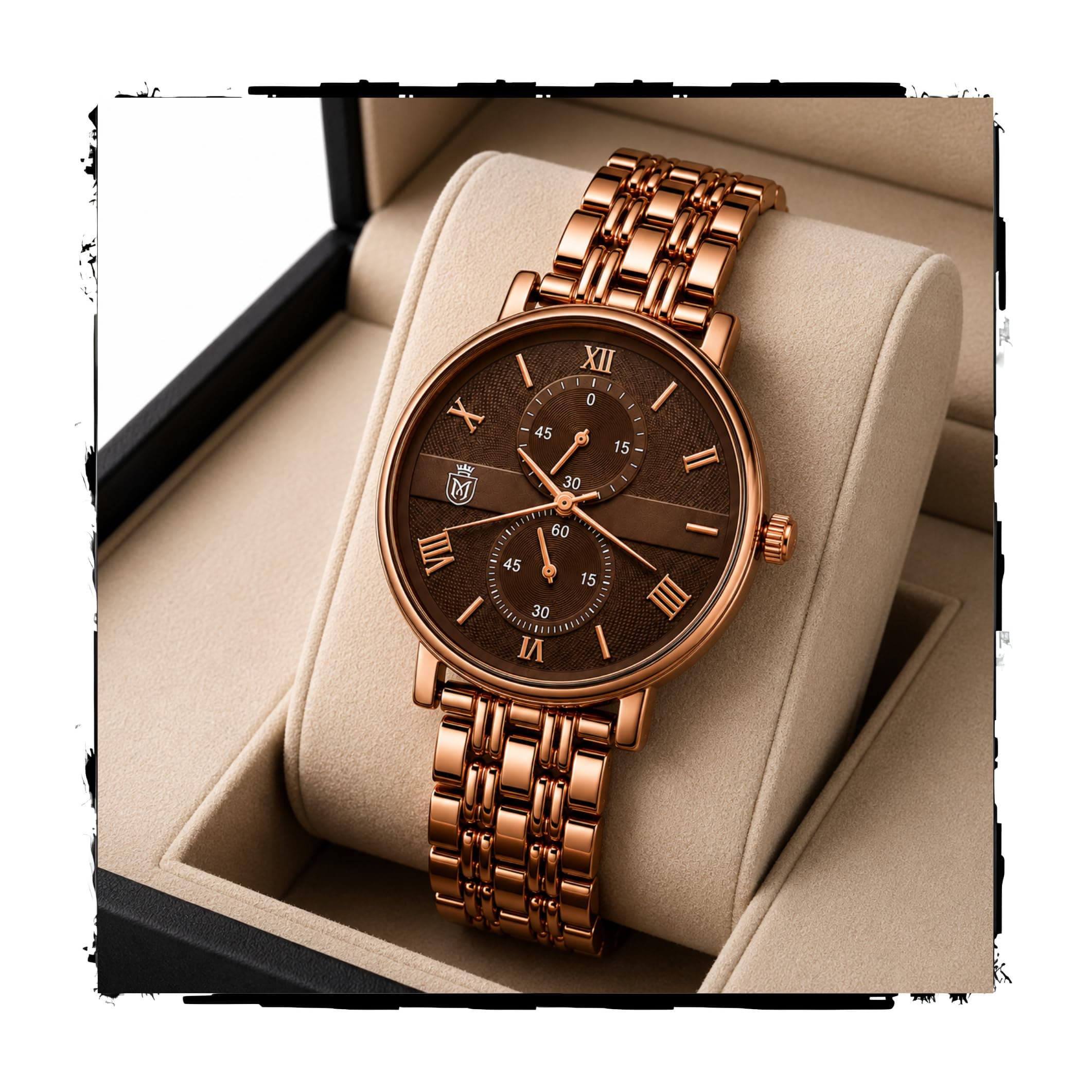 MOOVER Women Watches for Ladies - Quartz Dress Ladies Watches for Women, Luxury Analog Watch for Woman (Dark Chocolate Brown)