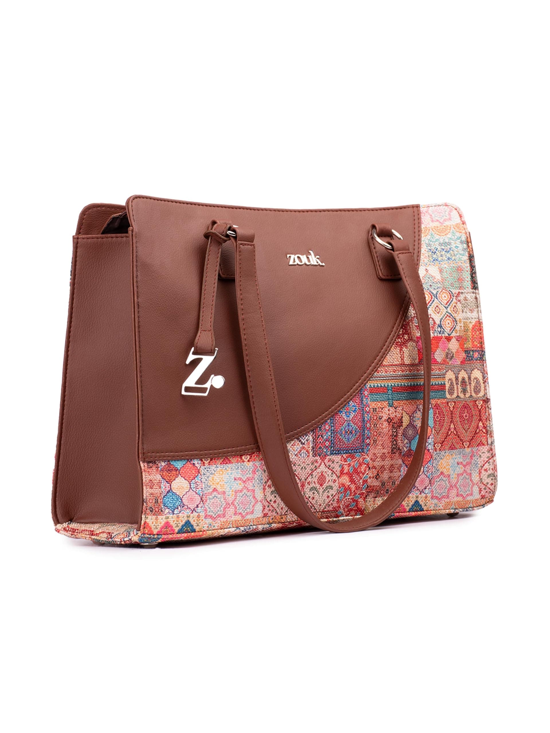 ZOUK Office Essential Bag | Jute | Vegan Leather Handcrafted Tote Bag With Double Handle Shoulder Strap | Kutch Gamthi