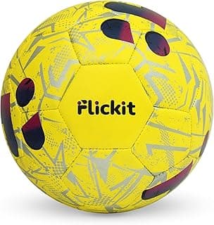 FLICKIT Football Size 3 Training & Match Ball | PU Material | App-Compatible with AI Training | PU 32 Stitch Footlball for Kids (Ages 5+) Indoor Outdoor Grass Turf | Yellow