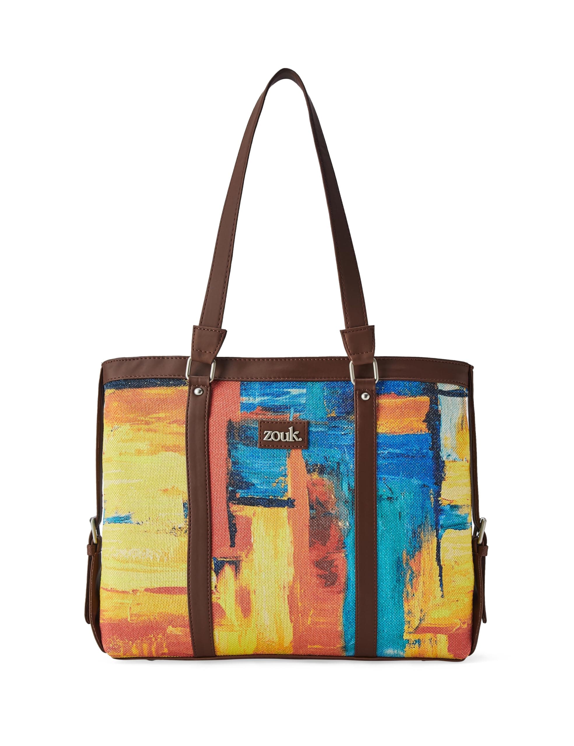 ZOUK Office Bag | Stylish Bags for Office Use | Laptop Bag 15.6 inch | Stylish Tote for Office Use | Purse for Women | Vegan Leather Handbag | Daily & Travel Use | Abstract Amaze