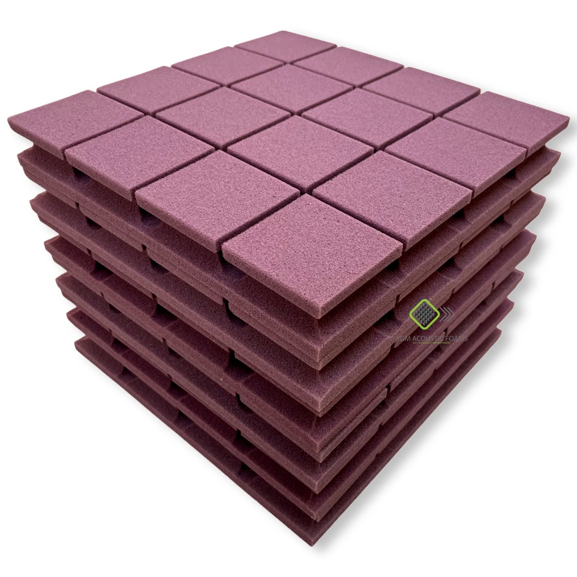 YGM Acoustic Foams® Turbo Acoustic Panels – 12”x12”x2” | 50 Density, Studio Noise, Echo Reduction & Absorption for Studio & Home (Coffee, Set of 6)