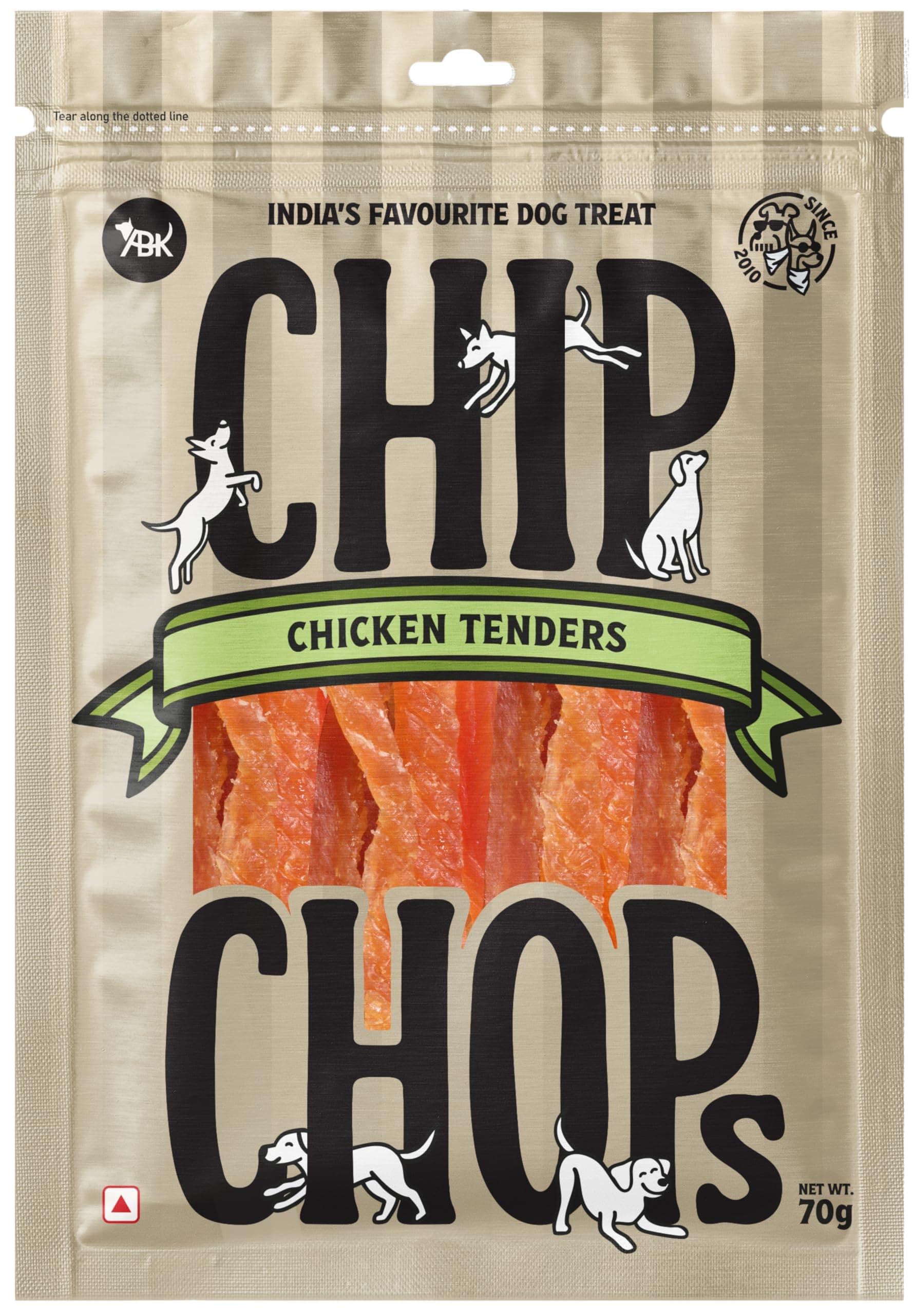 Chip Chops Dog Treat, 70g, Tasty & Nutritious Dog Snack (Tender Chicken, Pack of 1)