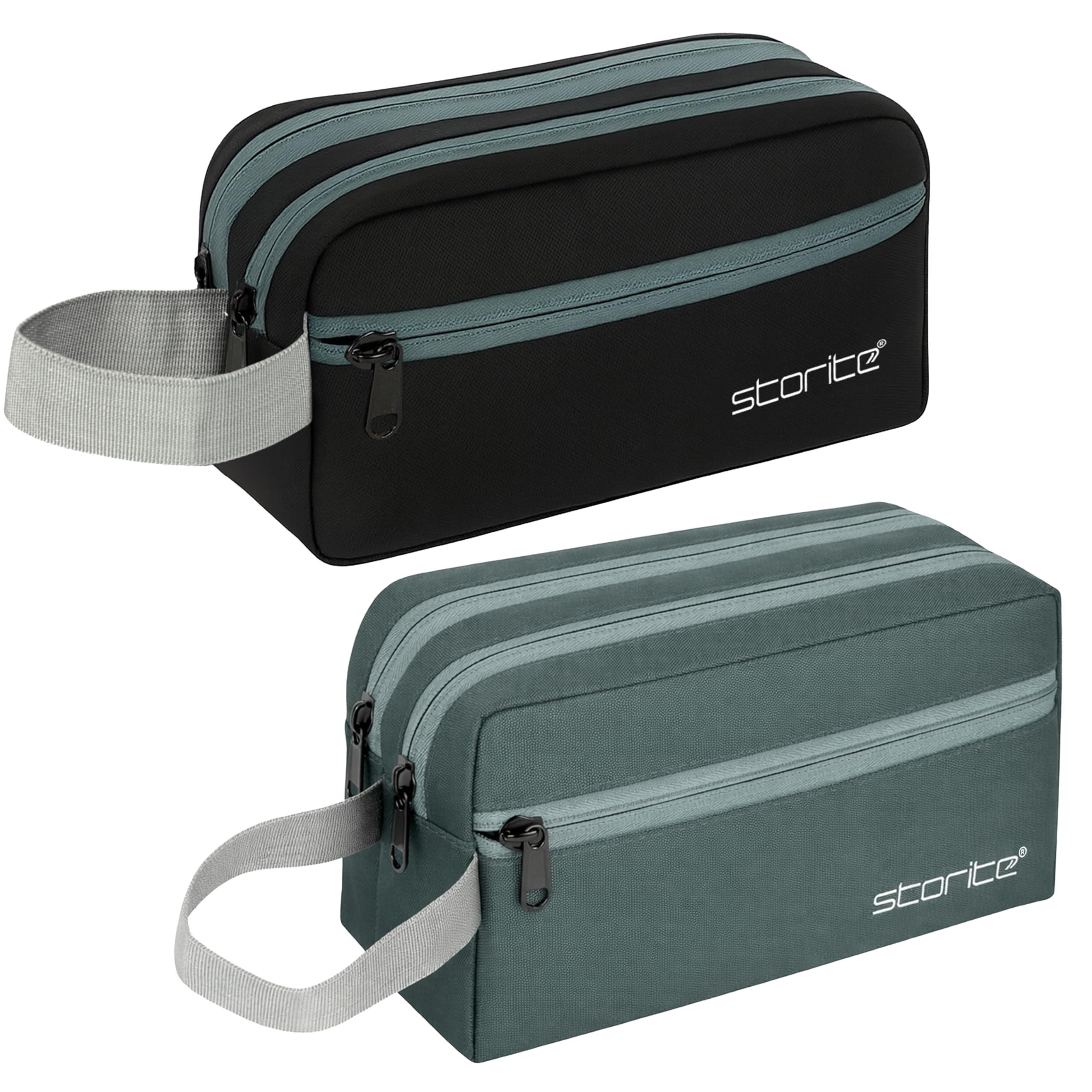 Storite 2Pk Toiletry Bag for Men & Women - Black/Grey