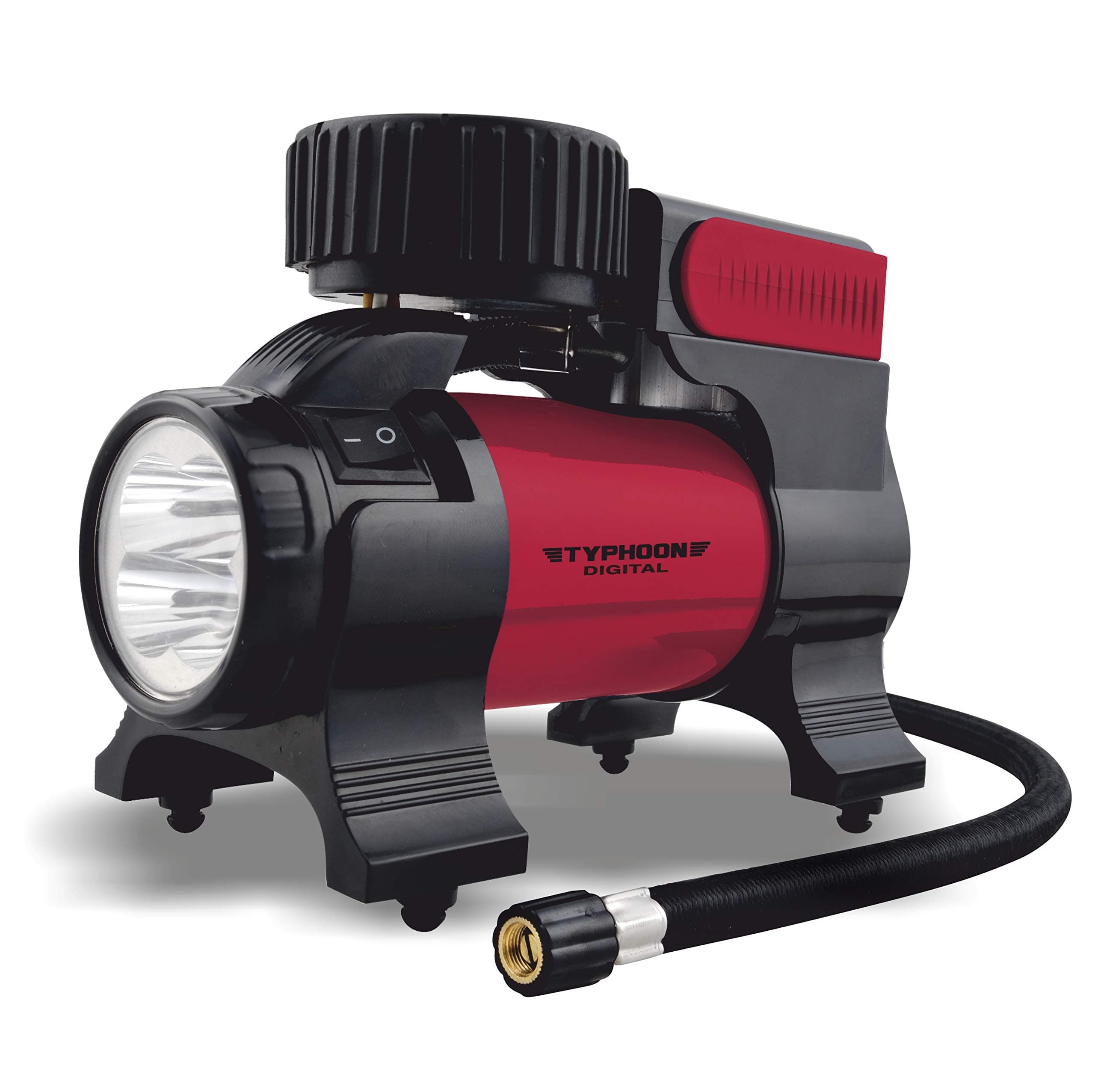 Bergmann Typhoon Digital Heavy-Duty Metal Tyre Inflator with Auto Cut-Off & LED Light (BCT-150D), 35 Liters_Per_Minute, Wine Red