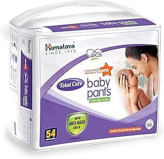 Himalaya Total Care Baby Pants Diapers, New Born, 54 Count, With Anti-Rash Shield, Rapid Absorption, Superior Comfort, Clinically tested