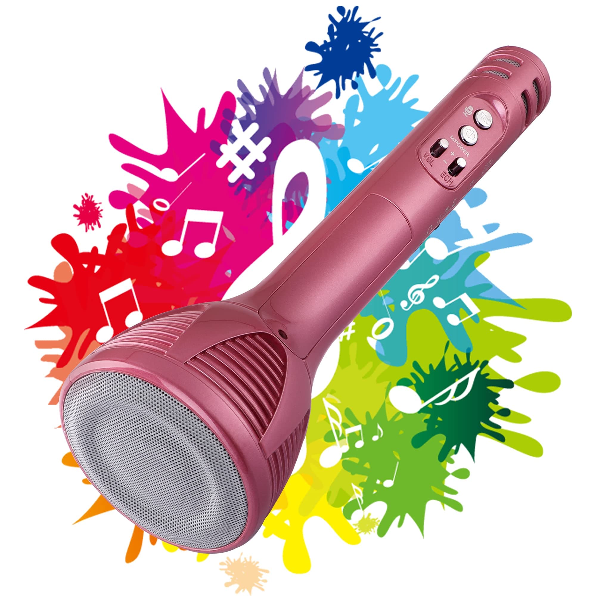 VRJTEC Kids Wireless Karaoke Microphone | Bluetooth Singing Mic with Built-in Speaker & Echo | Rechargeable Portable Handheld Toy Microphone for Boys & Girls | Party & Birthday Gift
