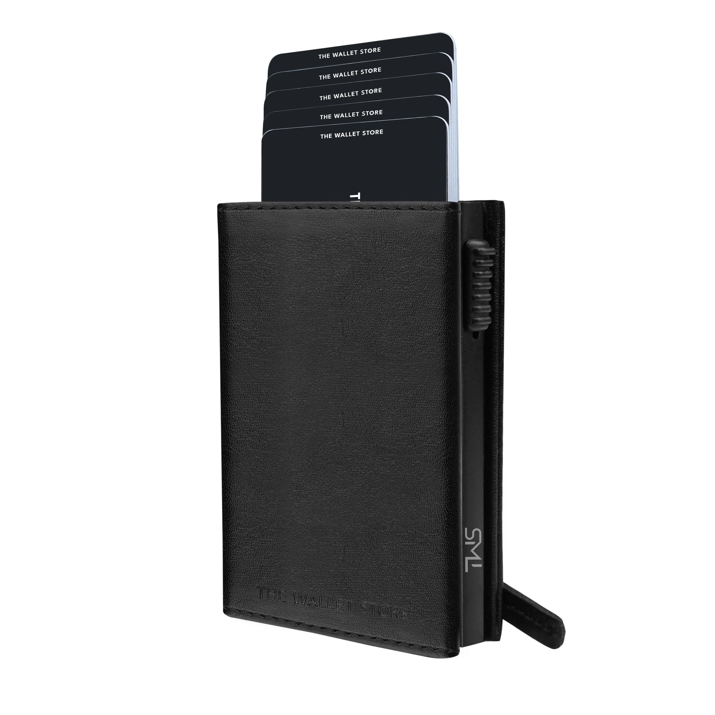 The Wallet Store Men Aluminium Defender Rfid Protected Wallet Cardholder | Pop-Up Card Holder | Scan Proof | Case | Up To 8 Cards | Credit & Debit Card Holder (Black)