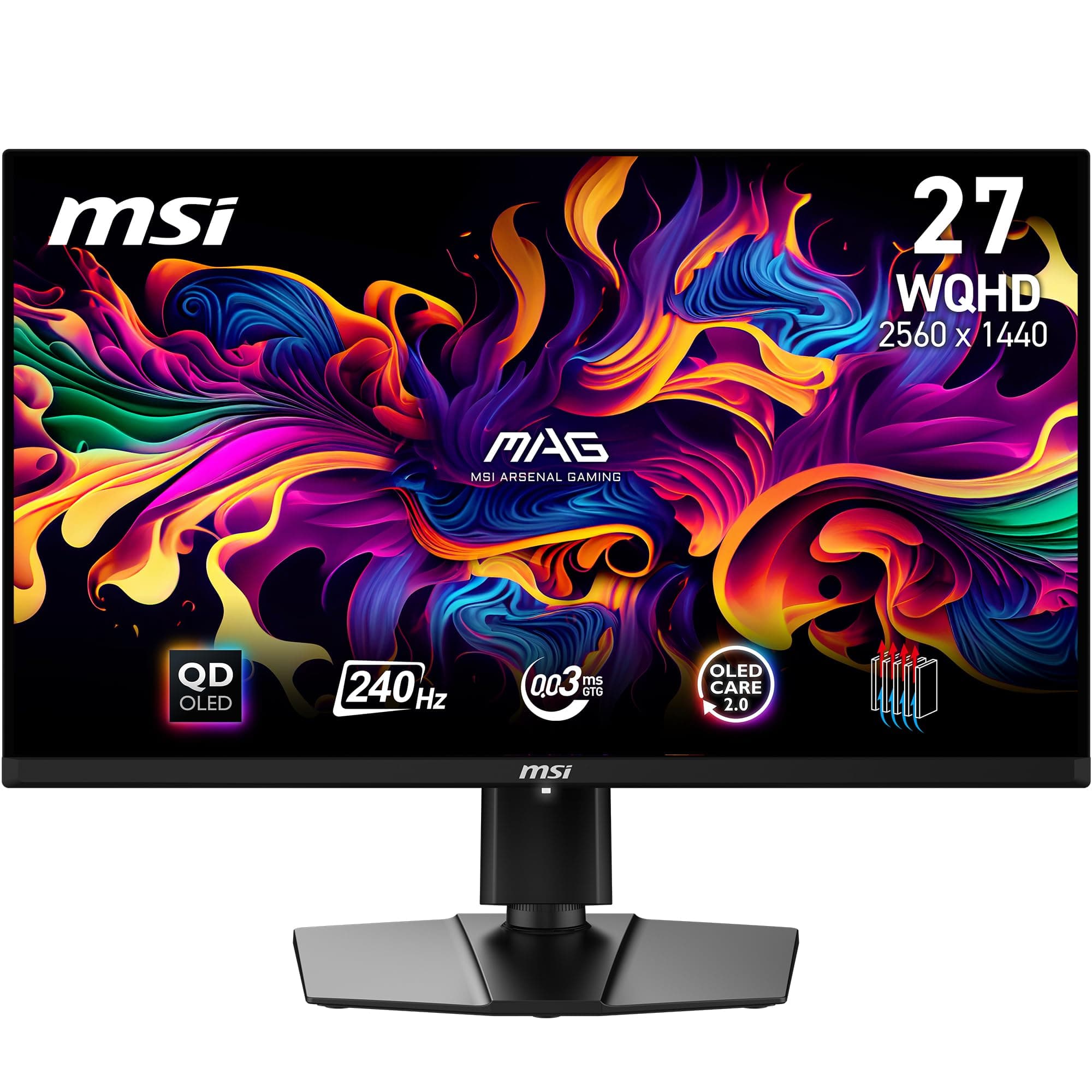 MSI MAG 271QPX QD-OLED E2, 26.5-inch, OLED, WQHD 2560x1440, 240Hz, Black, Quantum Dot, 0.03ms, 99% DCI-P3, DisplayHDR True Black 400, DP, HDMI, USB-C Gaming Monitor