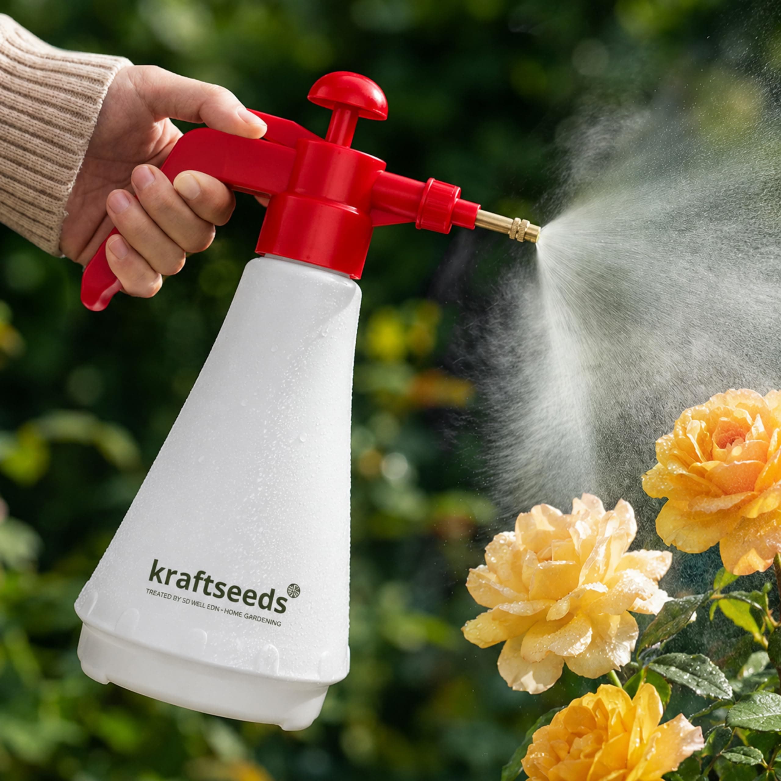 Kraft Seeds 1L Pressure Spray Bottle for Plants - Efficient Water Spray Bottle with Adjustable Nozzle, Ideal Garden Sprayer for Indoor and Outdoor Plant Care