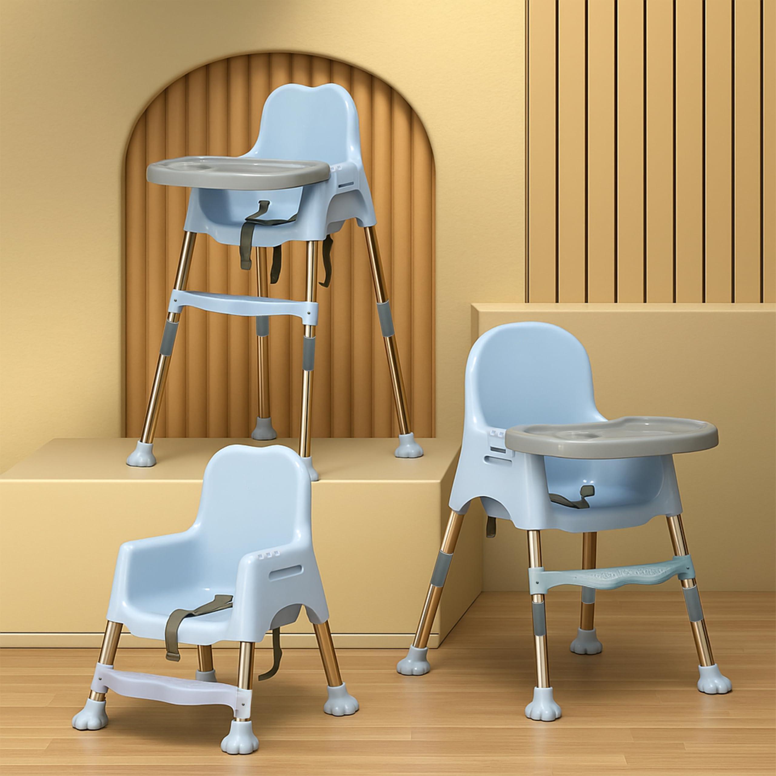 Kidsmate 3-in-1 Baby High Chair | Adjustable Feeding & Activity Chair with Removable Tray | Footrest & Safety Belt Baby Chair for 6-36 Months | Lightweight, Easy to Clean | Up to 20kg - Light Blue