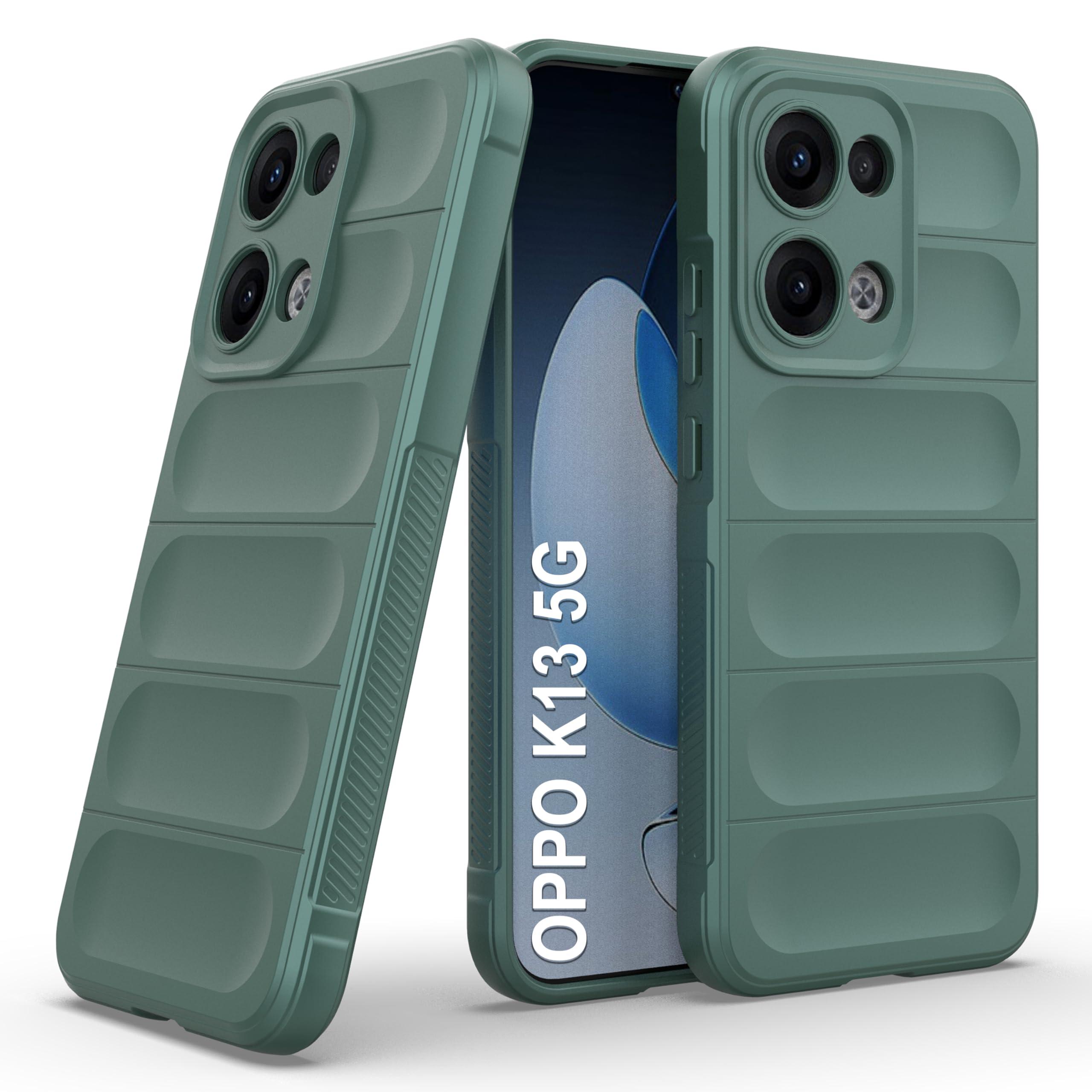 Zapcase Back Case Cover for Oppo K13 5G | Compatible for Oppo K13 5G Back Cover | Liquid Silicon Magic Case with Camera Protection | Dark Green