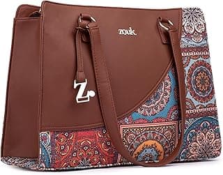 ZOUK Women's Office Essential Bag | Jute | Vegan Leather Handcrafted Tote Bag With Double Handle Shoulder Strap
