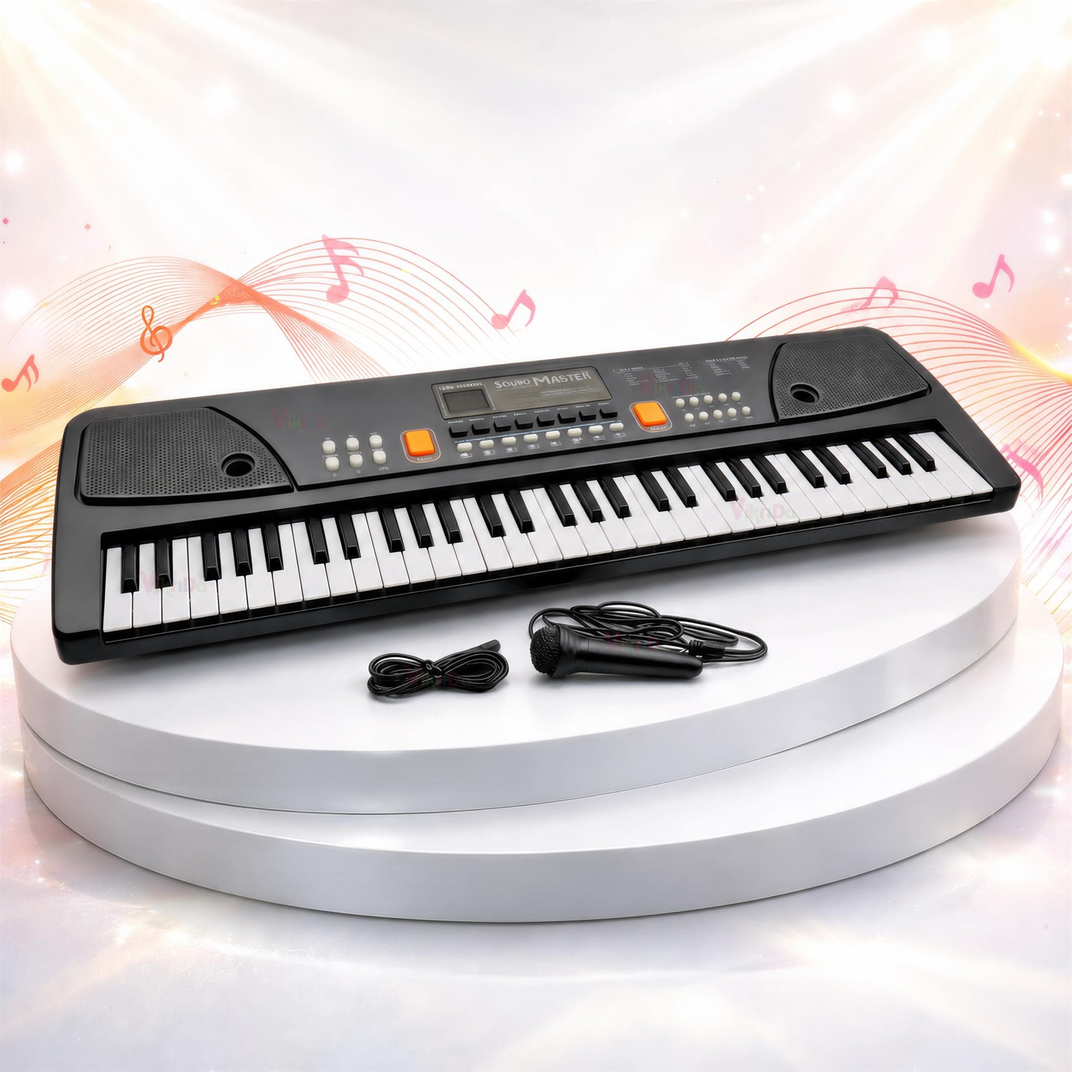 VikriDA Portable Electronic Keyboard - 61 Keys Keyboard for Beginner & Professional, with LCD Display & Microphone for Kids & Adults
