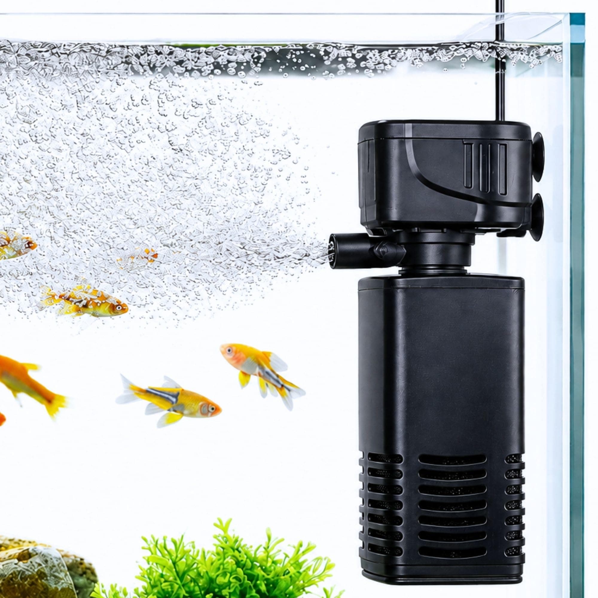 Buraq Pets 4 in 1 Aquarium Filter | 15W | 880L/H | 1.5–2.5 ft Tank