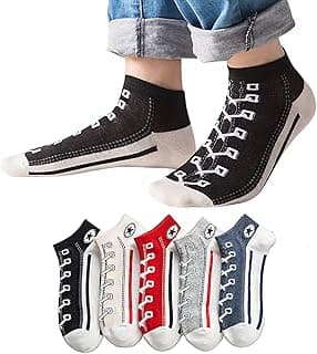 NAXUE Ankle Length Socks for Men & Women Pack of 5 Multicolor Shoe Knit Design Comfortable Breathable Stretch Casual Daily Wear Socks Soft Fit Stylish Pattern Socks