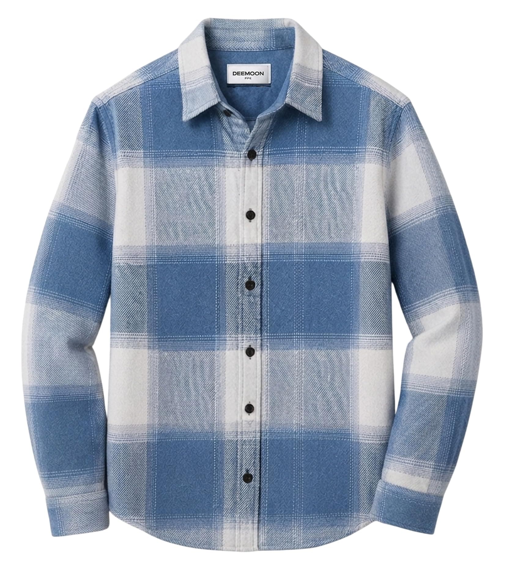 DEEMOON Men's Premium Cotton Flannel Checkered Shirt | Full Sleeve Plaid Casual Button-Down | Regular Fit | Winter & Autumn Wear | Size - M | Color - Sky Blue