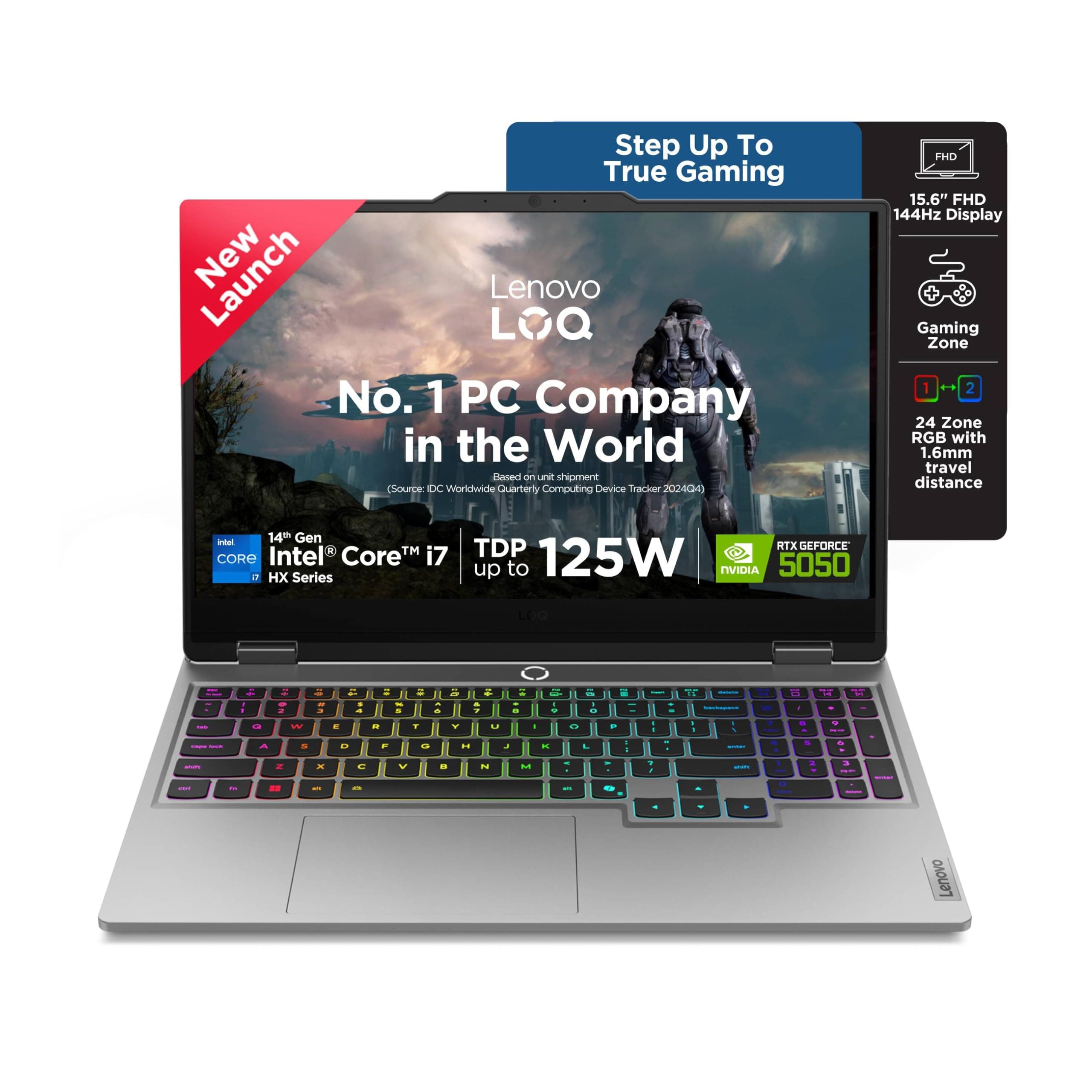 Lenovo LOQ, Intel Core i7 14th Gen-14700HX, RTX 5050-8GB, 16GB RAM, 1TB SSD, FHD, 83JE00U6IN, 15.6"/39.6cm, 144Hz, Windows 11, Office 2024, Grey, 2.4Kg, 3 Mon. Game Pass, 83JE00U6IN, AI Gaming Laptop