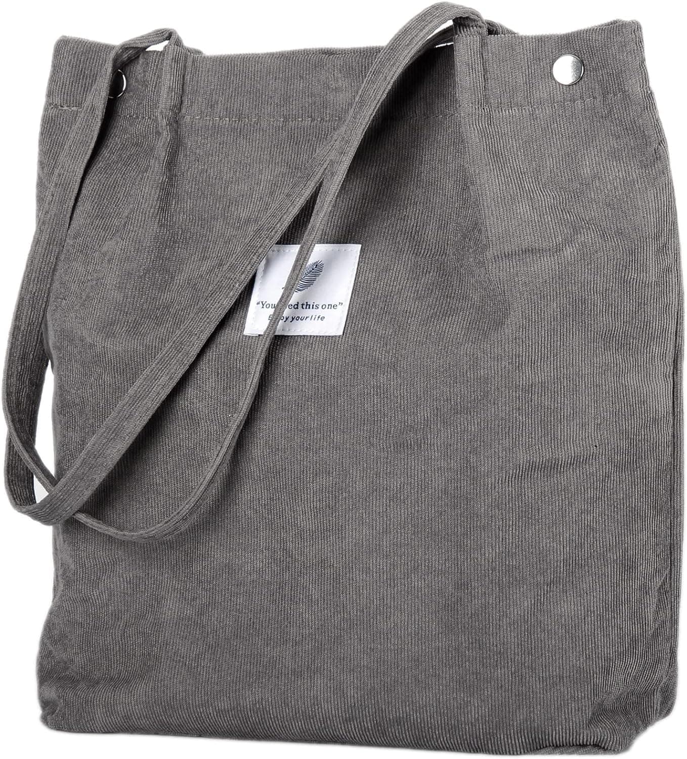 Street27 Womens Korean Canvas Corduroy Tote Bag Casual Work Shoulder Handbags|Multi-Purpose Bag |Sturdy Canvas Bag With Large Capacity|Shopping Bag For Office,College & Daily Use (Dark Grey)