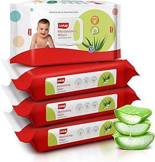 LuvLap Moisturising Wet Wipes with Lid for Baby Skin, Enriched with Aloe Vera, Vitamin E & Chamomile Extract, pH Balanced, Dermatologically Safe, Paraben & Sulphate Free, 72 Wipes, Pack of 4