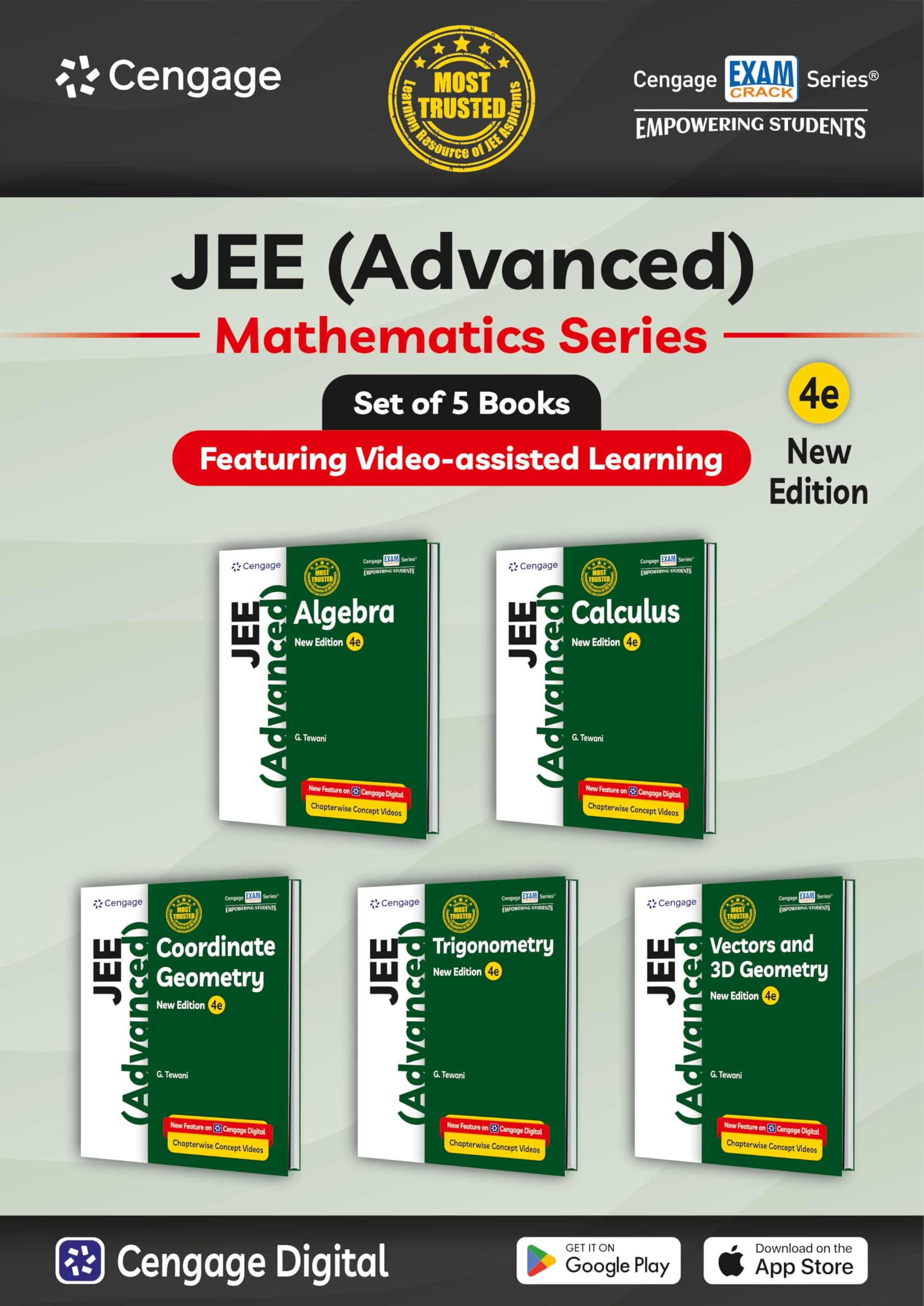 Cengage Mathematics Combo for JEE Advanced: Algebra + Calculus + Coordinate Geometry + Trigonometry + Vectors & 3D Geometry Set of 5 Books with Chapterwise Concept Videos & Online Assessments