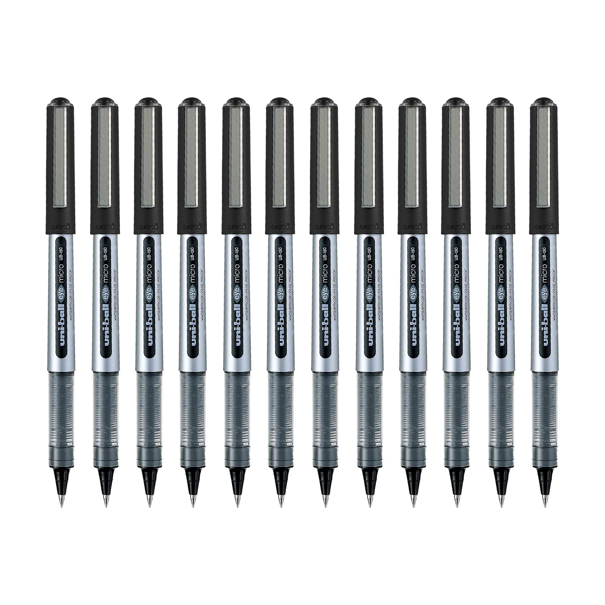 uni-ball Eye UB150 0.5mm Roller Ball Pen | Black Ink, Pack of 12