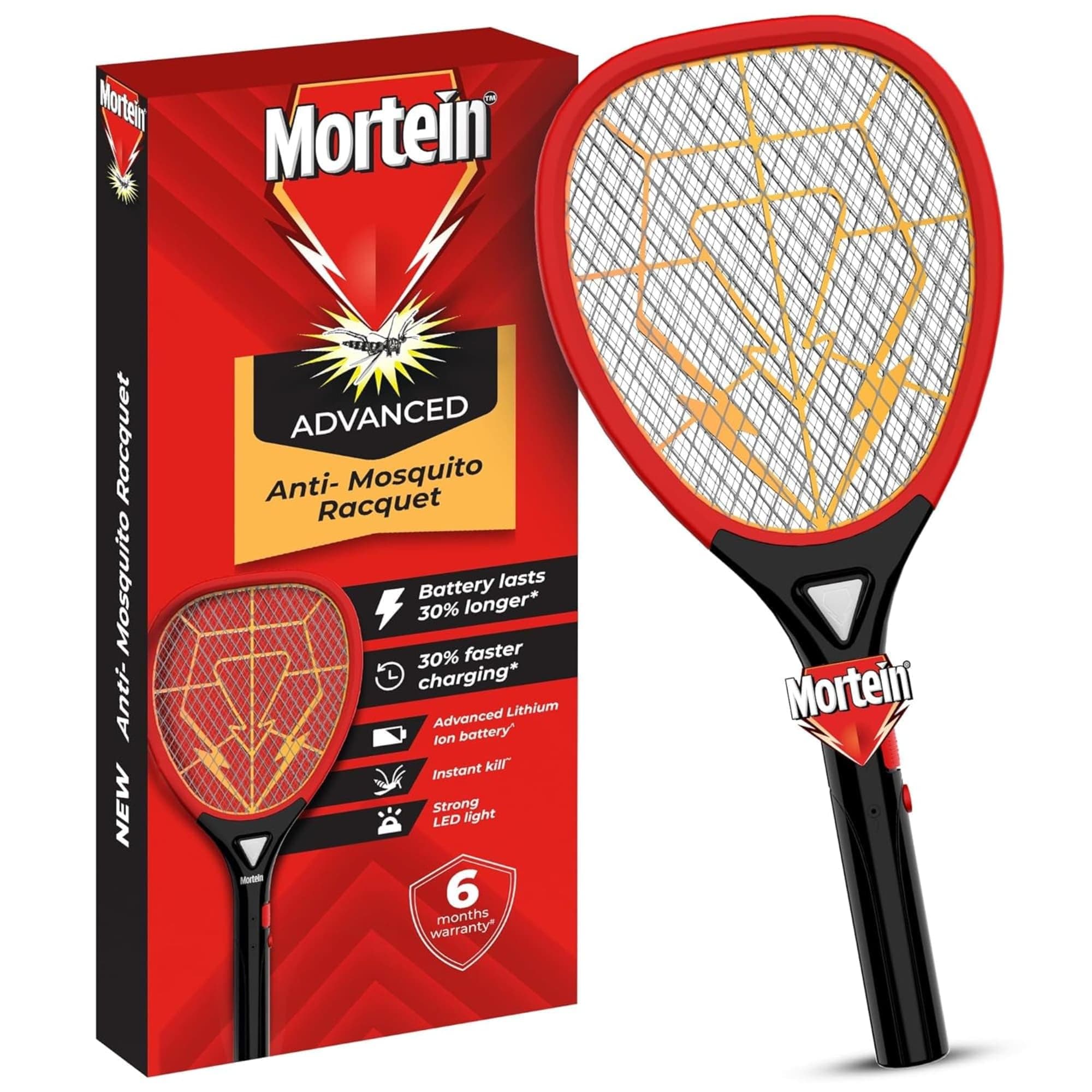 Mortein Advanced Anti-Mosquito Racquet | Mosquito Bat | Electric Fly Swatter | Mosquito Killer Racket | Bat to Hit Mosquito, Multicolor