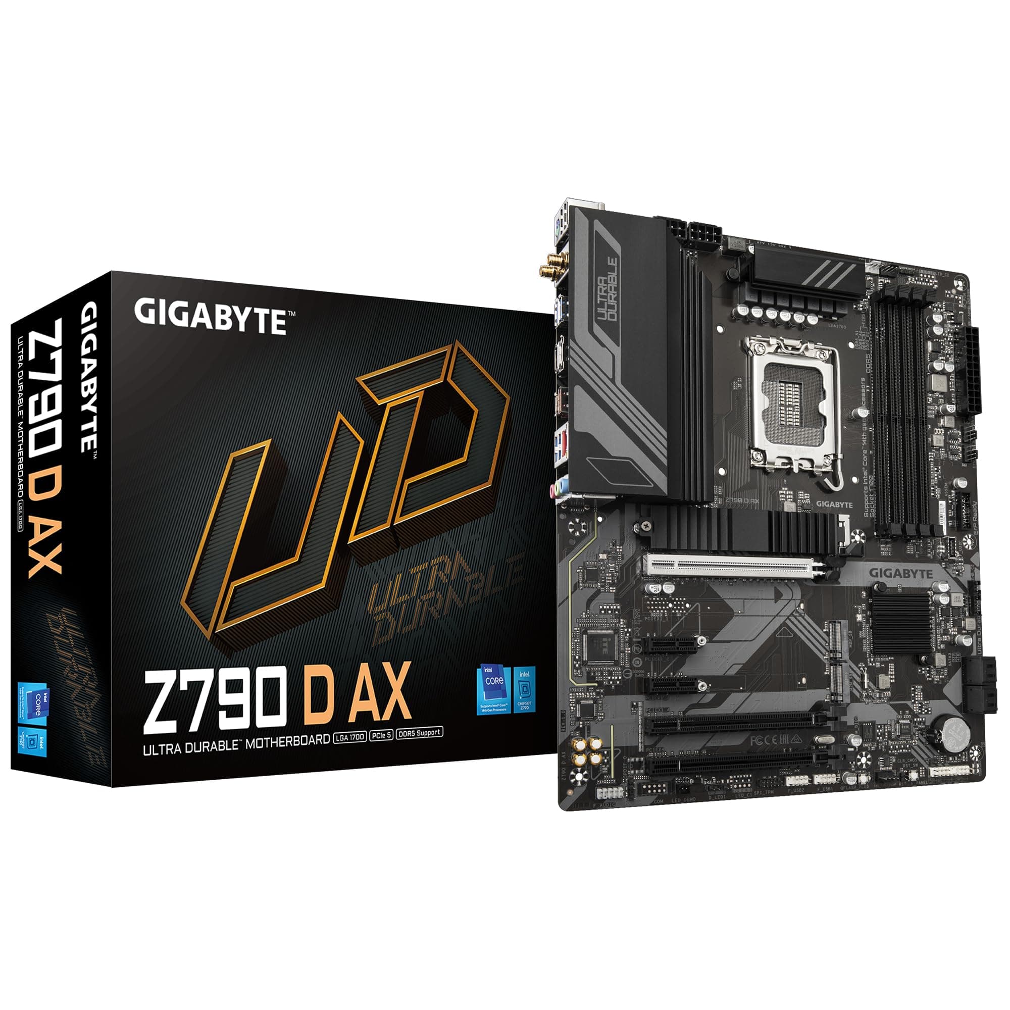 GIGABYTE Z790 D AX Gaming Motherboard – LGA1700, Supports Intel 14th/13th/12th Gen, DDR5, PCIe 5.0, Triple M.2, Wi-Fi 6E, 2.5Gb LAN, USB-C, HDMI, DisplayPort, ATX