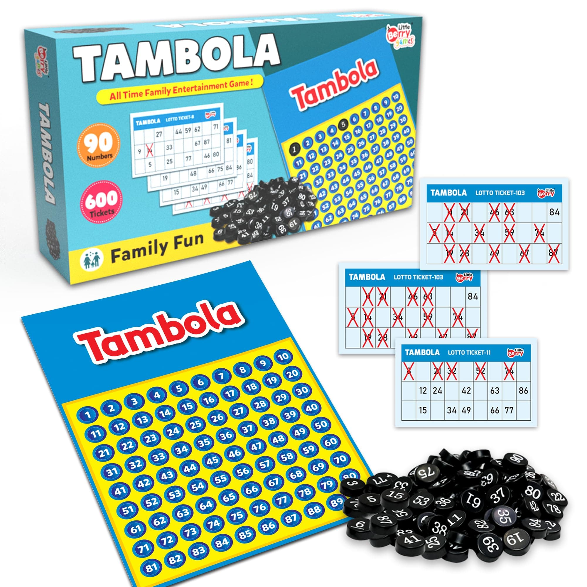 Little Berry Tambola Game Set with 600 Tickets | Housie Game Set for Adults & Family | Indoor Board Games | Gifting, Family Fun & Kitty Party Game