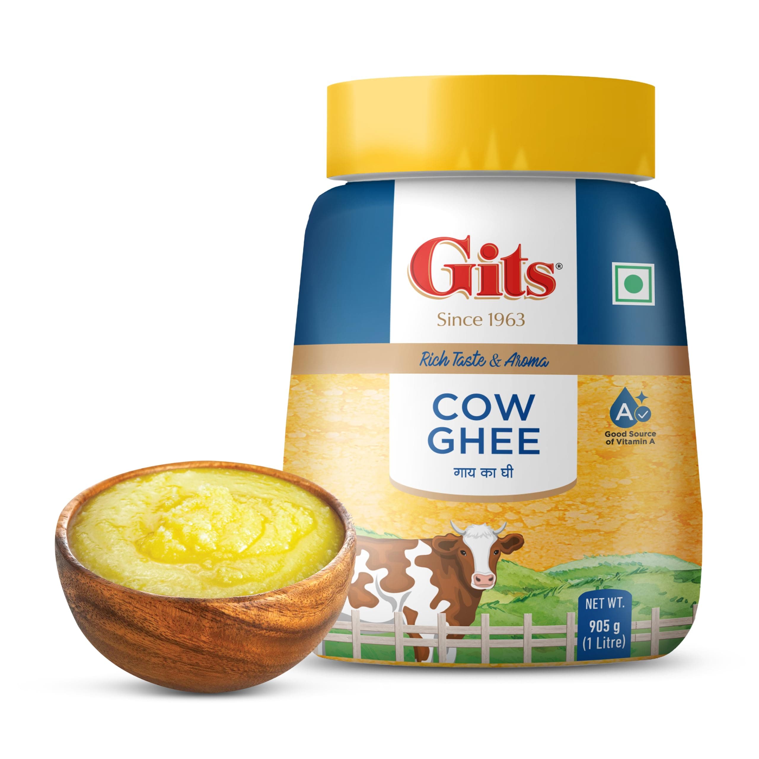 Gits Cow Ghee 1 Litre Jar, Shudh Desi Ghee, Rich Aroma, Pure Veg