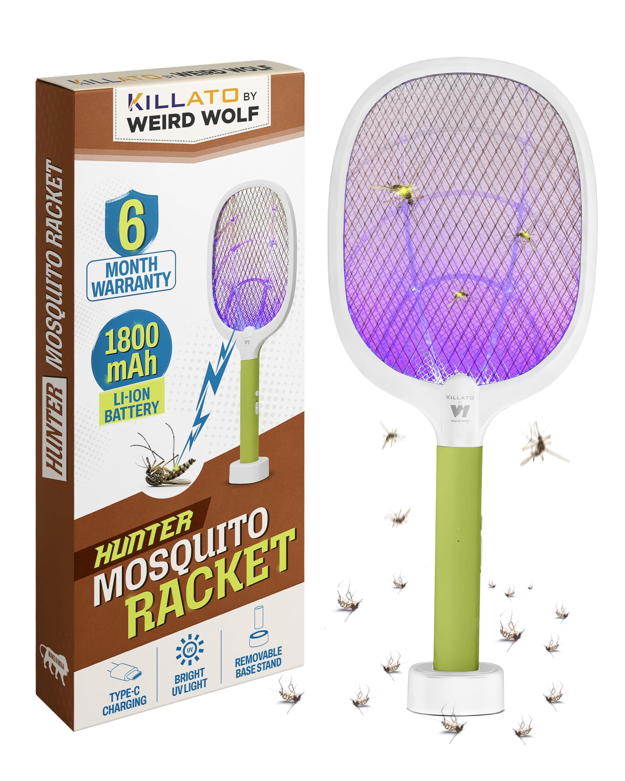 Weird Wolf 2-in-1 Mosquito Killer Electric Racket | 1800mAh Li-ion Battery