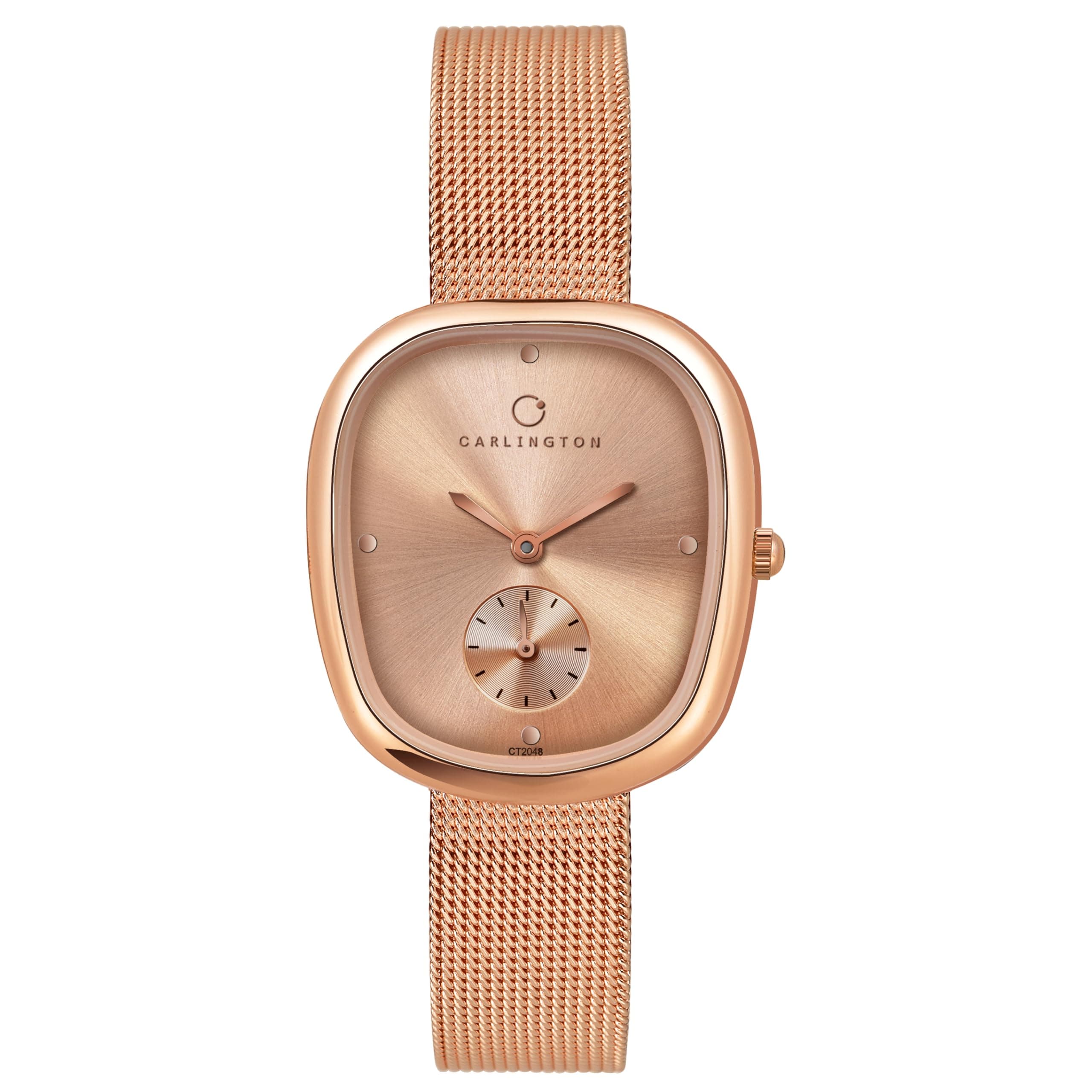 Carlington Iconic 2048 Analog Watches for Women with mesh Strap, Scratch-Resistant Dial, and Water-Resistant Body – Elegant Watches for Women and Girls