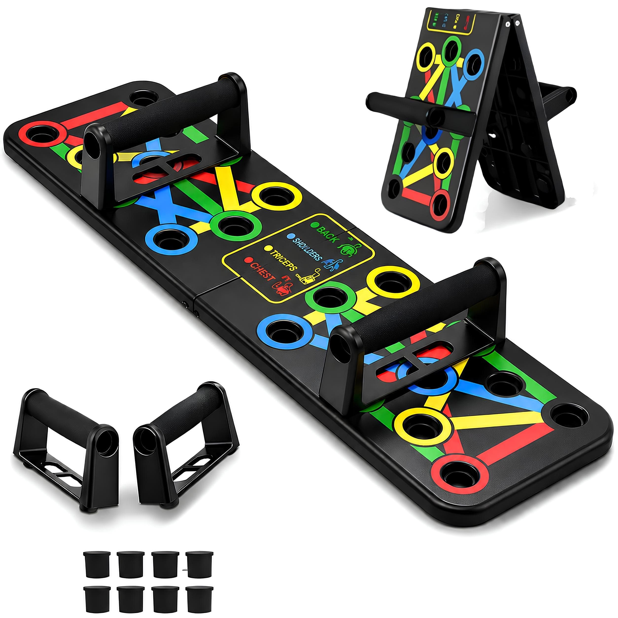PulGos 15-in-1 Pushup Board for Men & Women | Foldable Gym Equipment for Home Workout | ๐๐ฎ๐ฅ๐ญ๐ข- ๐
๐ฎ๐ง๐๐ญ๐ข๐จ๐ง Push Up Stand for Chest, Triceps, Shoulders & Back | Portable Home Gym Training Kit