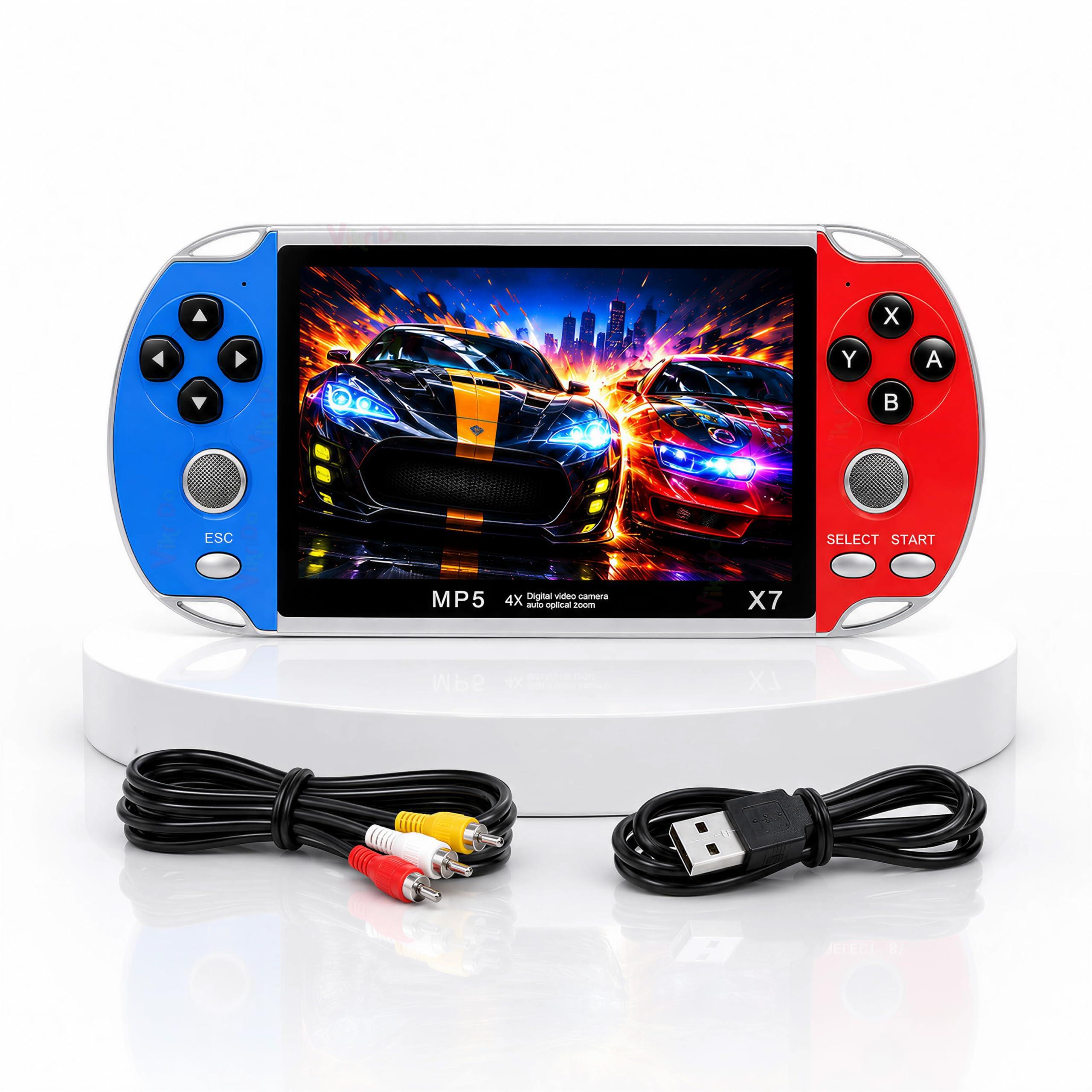 VikriDA Handheld Game Players | 4.3In X7 Video Game Console | Double Rocker 8GB Memory Built in 10000 Games MP5 Multifunctional Inbuilt Camera