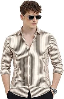 U TURN Men's Casual Solid Stylish Latest Formal Striped Shirt for Men