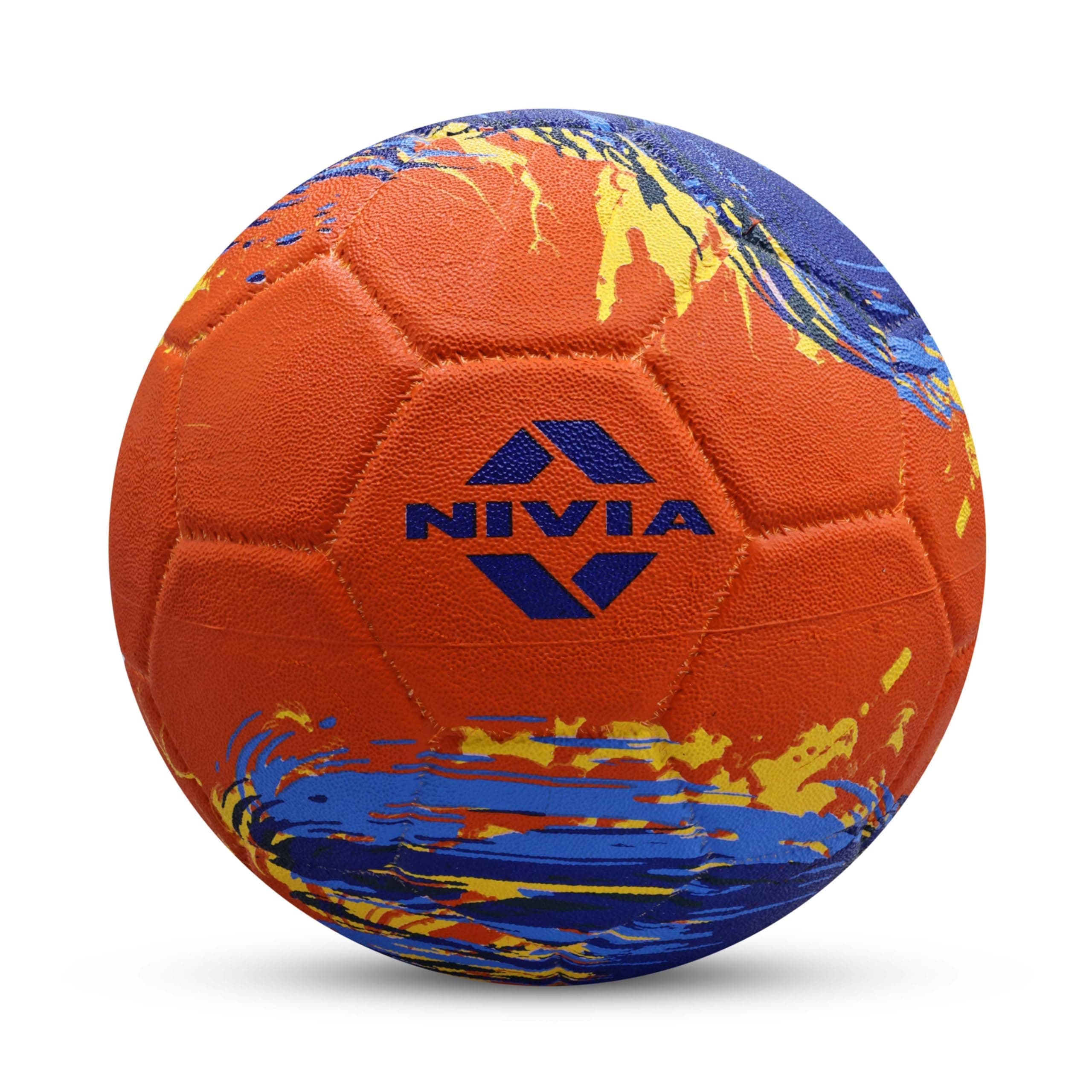 Nivia Super Storm Football for Men, Training Ball, Durable Rubber Cover Molded, Butyl Threadwounded Bladder, to Play On Hard Ground and Artificial Turf (Orange, 3)