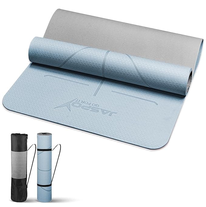 JASPO Ease Yoga Mat 6mm Extra Wide with Carry Strap & Bag, Non-Slip Anti-Skid Exercise Mat, Non-Toxic Latex-Free, Lightweight & Tear-Resistant Workout Mat for Yoga, Pilates, Meditation & Home Gym (6ft X 2.62ft)(Sky Blue)