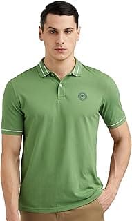 Peter England Men's Regular Fit Insignia Half Sleeve Polo T-Shirt | Cotton Rich | Premium Pique Weave