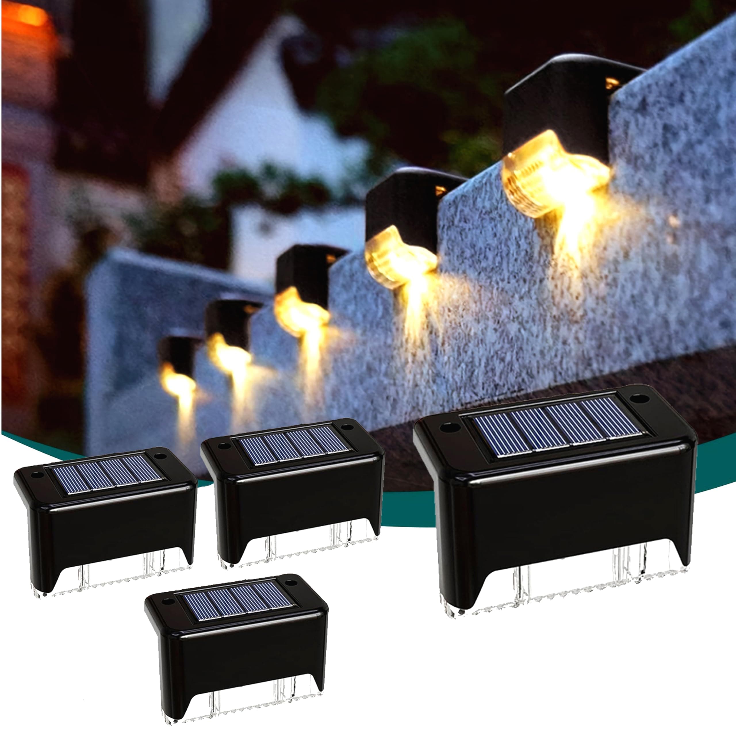 BRITSPEAR Solar Light Outdoor Garden Waterproof Stair Deck Pool Patio Fence Gate Yard Floor Step Railing Window Balcony Terrace (8, Medium)