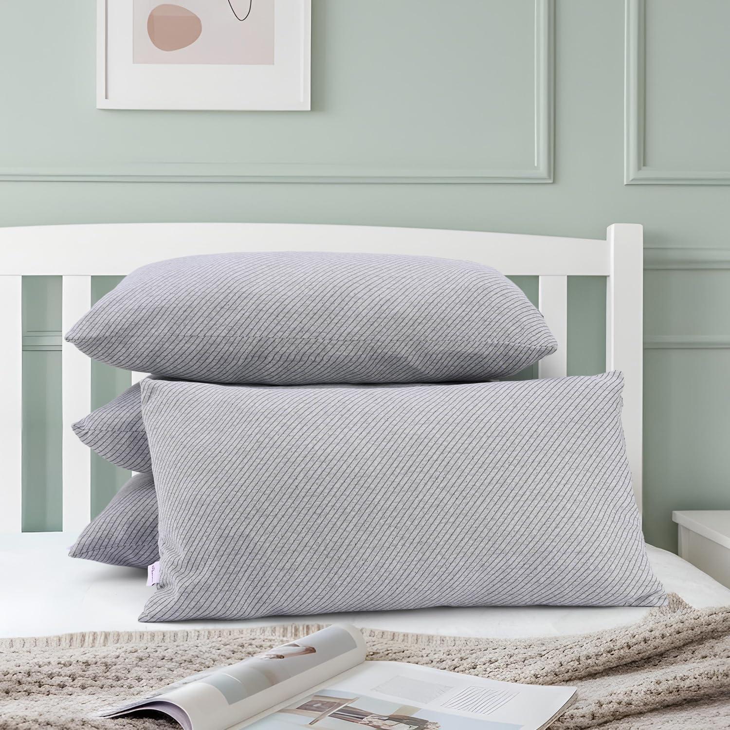 Wakefit Sleeping Pillow Set of 4 with Adjustable Height | Large Size 36x20 Inch | Soft & Fluffy Siliconized Hollow Fibre Fill, Knitted Cover with Zipper Closure, Free Extra Filling - Light Grey