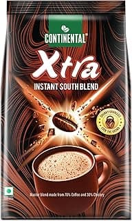 Continental Coffee Xtra Instant Coffee Powder | 200g Pouch | 70% Coffee 30% Chicory | South Blend Instant Coffee | Medium Roast | Premium Blend of Arabica & Robusta | Rich Aromatic Coffee