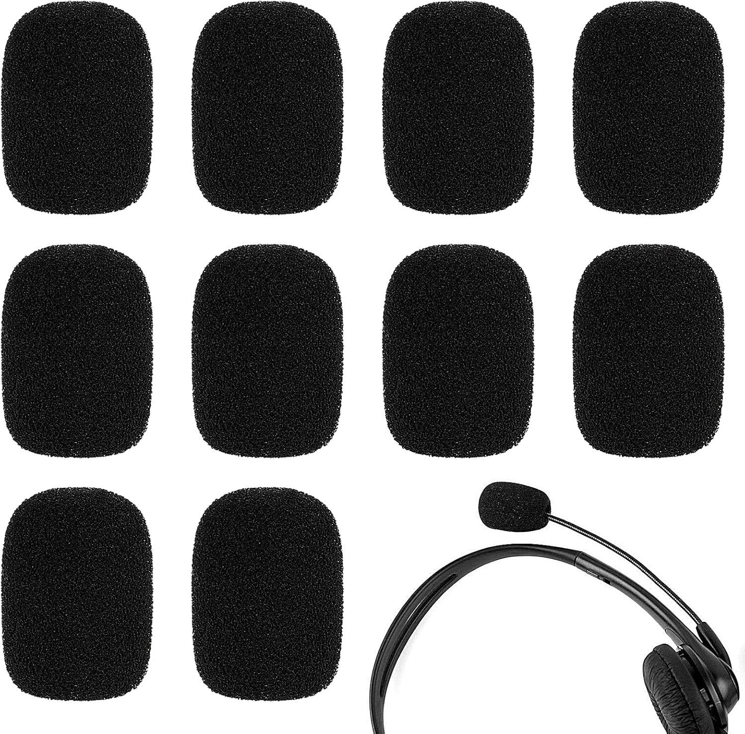 kh Lapel Headset Microphone Windscreen, Mini Size Headset Microphone Foam Cover, Mic Foam Covers for Variety of Headset Microphone, Sponge Material, Noise Reduction (Pack of 10)
