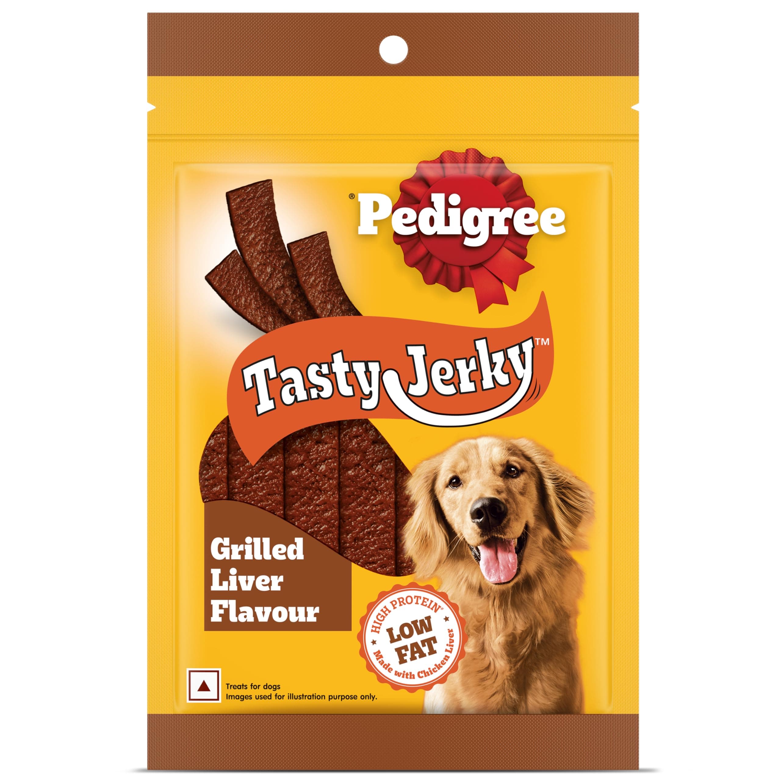 Pedigree Tasty Jerky Dog Treat, Grilled Liver Flavour, 70 g, Jerky-Style Treats for Bonding, Low-Fat and Rich-Protein* Dog Treats