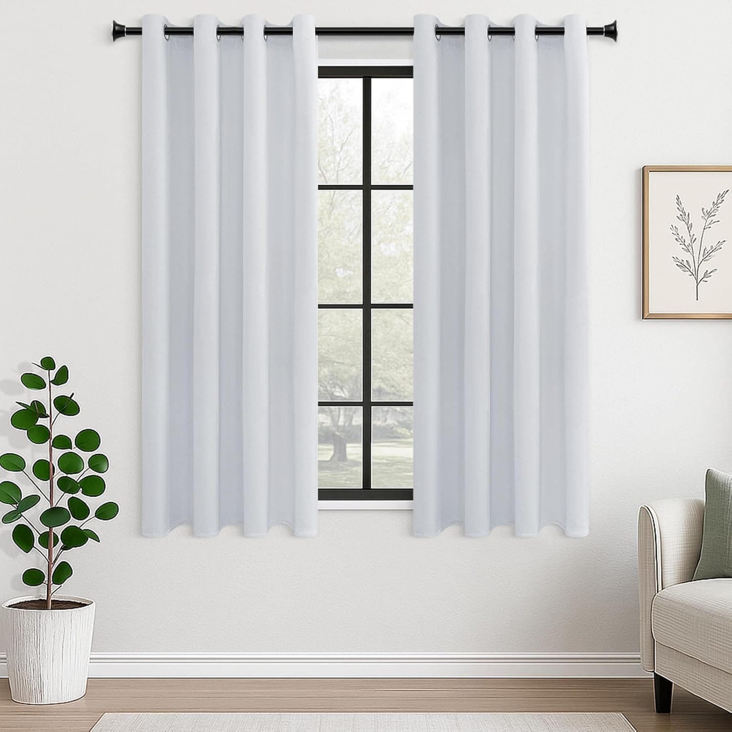 Galaxy Home Decor Premium Blackout Curtain for Door 7 Feet | Thermal Insulated Modern Window Curtain with Rings for Living Room & Bedroom | Pack of 2, Silver