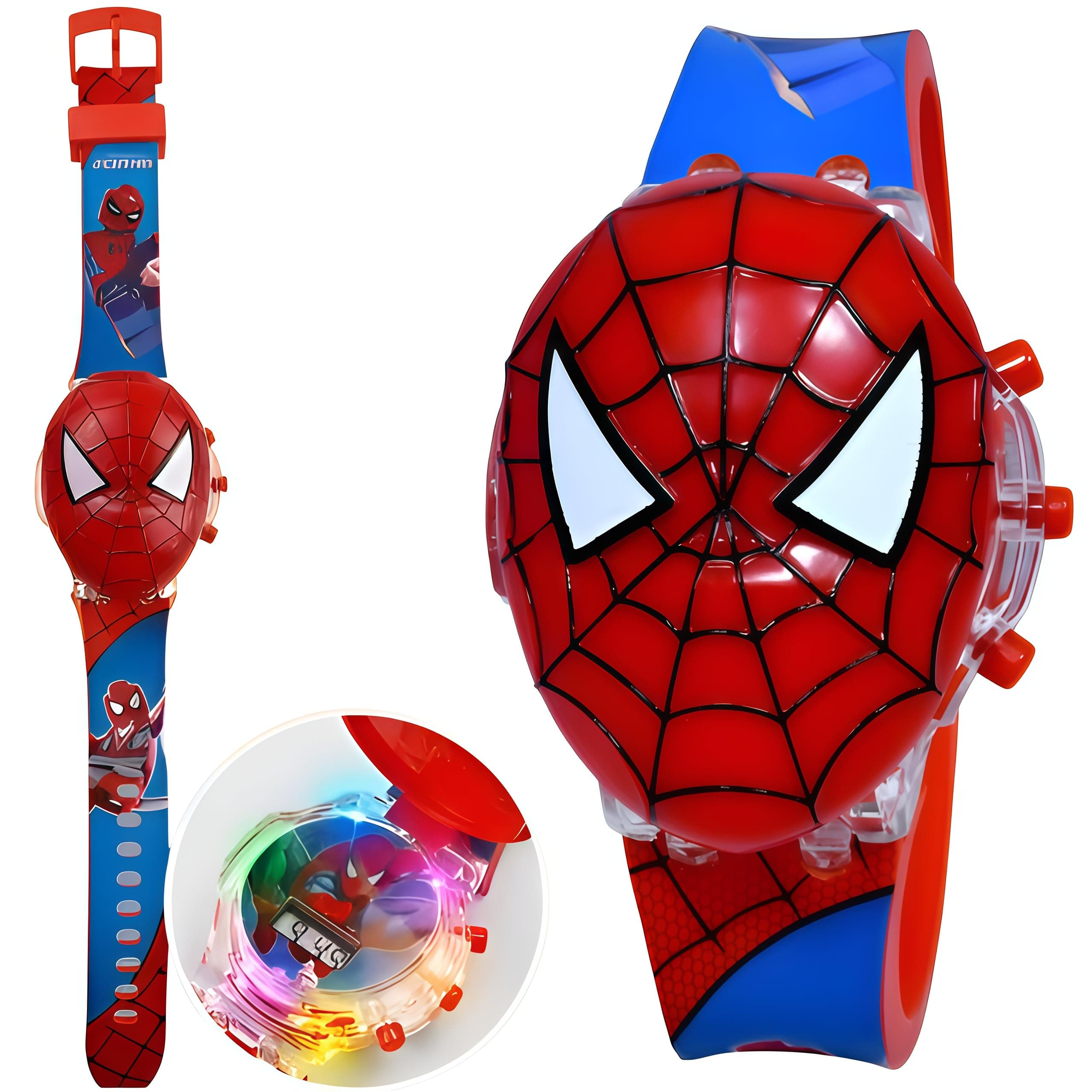 Lionmati Super Hero Watch for Kids 3D Led Glowing Light with Music Tune and Protective Superhero Face Cover Birthday Gift Children Watch for Boys Student Digital Kids for School 3-12 Years Old Age