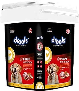 Drools Puppy Dry Dog Food Inside Container 5kg | Chicken and Egg Flavour | Digestive Support | Immune Boosting | DHA Helps in Brain Development | Highly Palatable